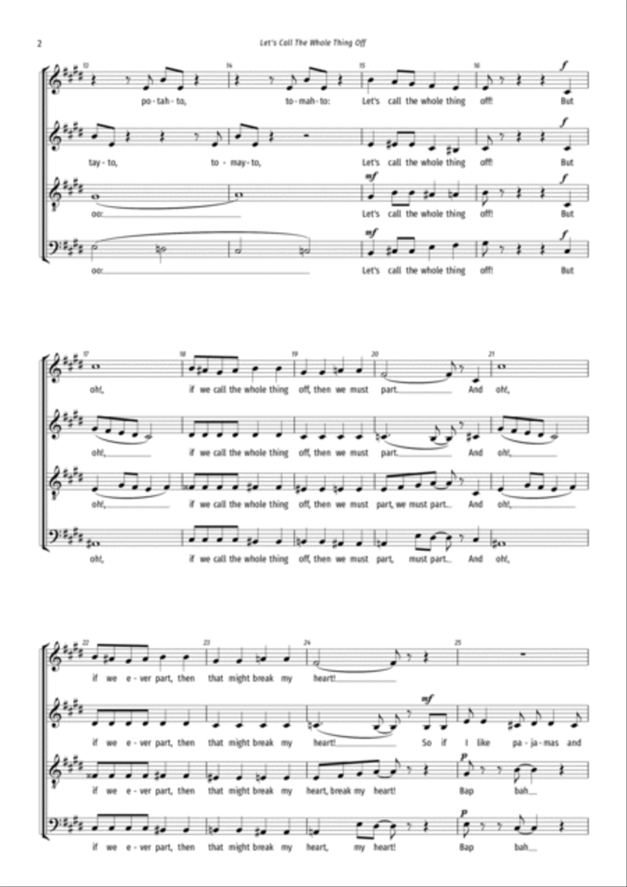 Let's Call The Whole Thing Off 4-Part scores gallery preview page 2