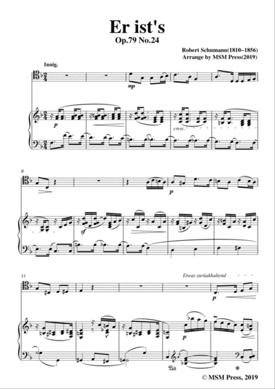 Schumann-Er ist's,Op.79,No.24,for Cello and Piano Piano scores gallery preview page 3