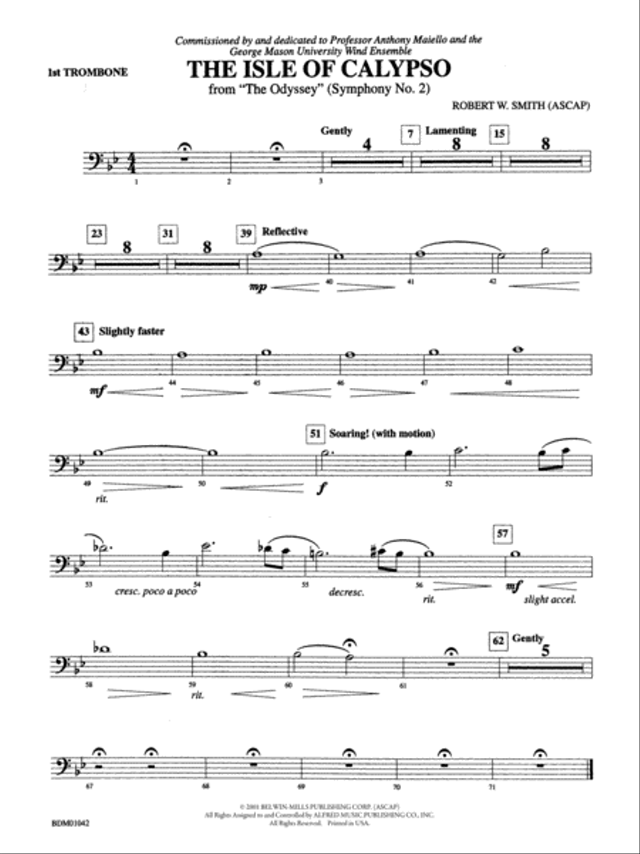 The Isle of Calypso (from The Odyssey (Symphony No. 2)): 1st Trombone Concert Band scores gallery preview page 1