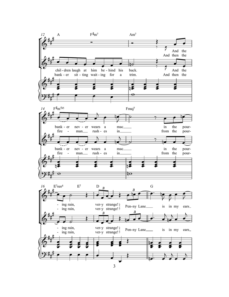 Penny Lane (arr. Rick Hein) 2-Part scores gallery preview page 3