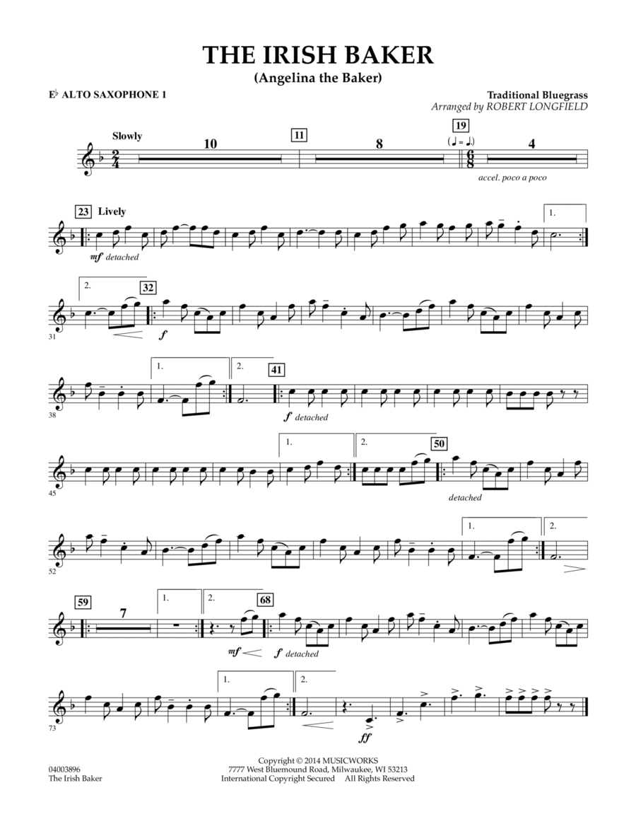 The Irish Baker - Eb Alto Saxophone 1 Concert Band scores gallery preview page 1