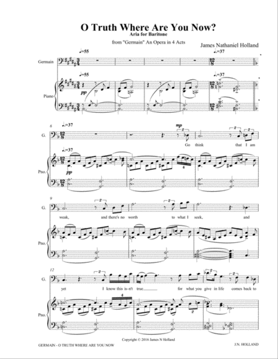 O Truth, Where Are You Now, Aria for Lyric Baritone from the Contemporary Opera Germain Voice Solo scores gallery preview page 5