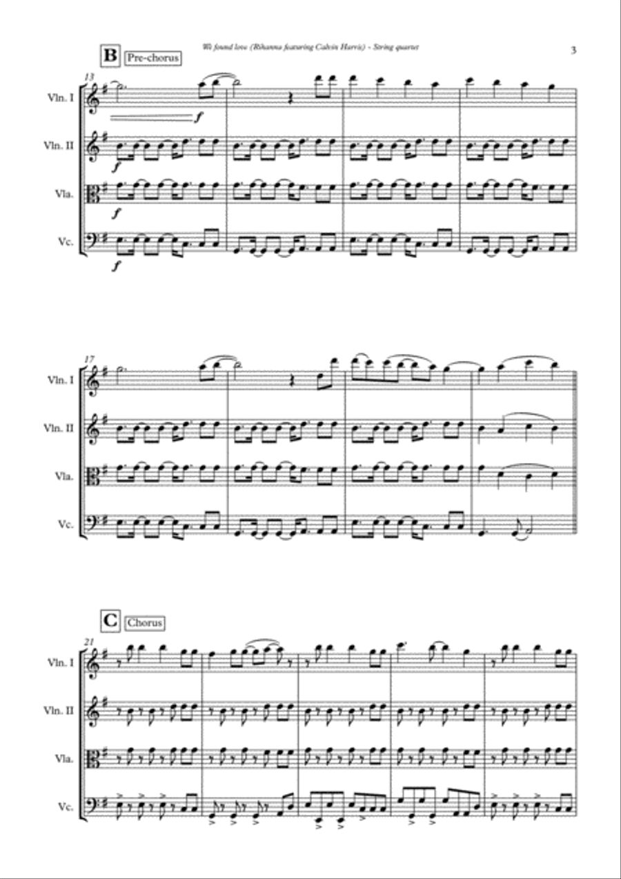 We Found Love String Quartet scores gallery preview page 3