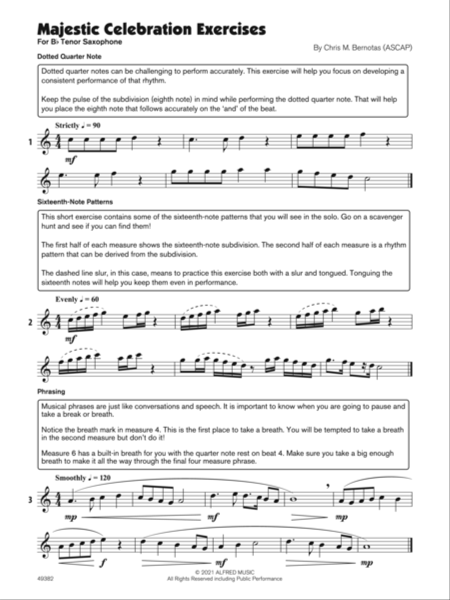 Majestic Celebration (Sound Innovations Soloist, Tenor Sax) Small Ensemble scores gallery preview page 3