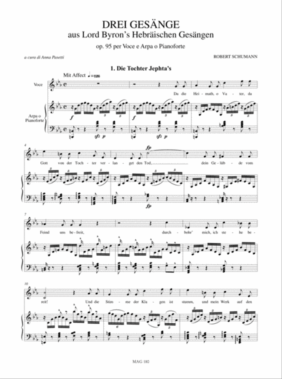 3 Gesänge aus Lord Byron’s Hebräischen Gesängen Op. 95 for Voice and Harp (Piano) Harp scores gallery preview page 2