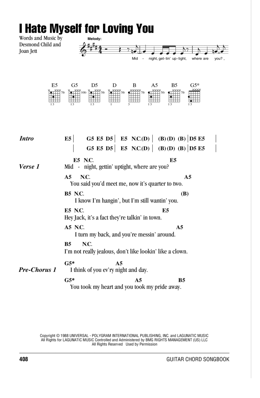I Hate Myself For Loving You Acoustic Guitar scores gallery preview page 1