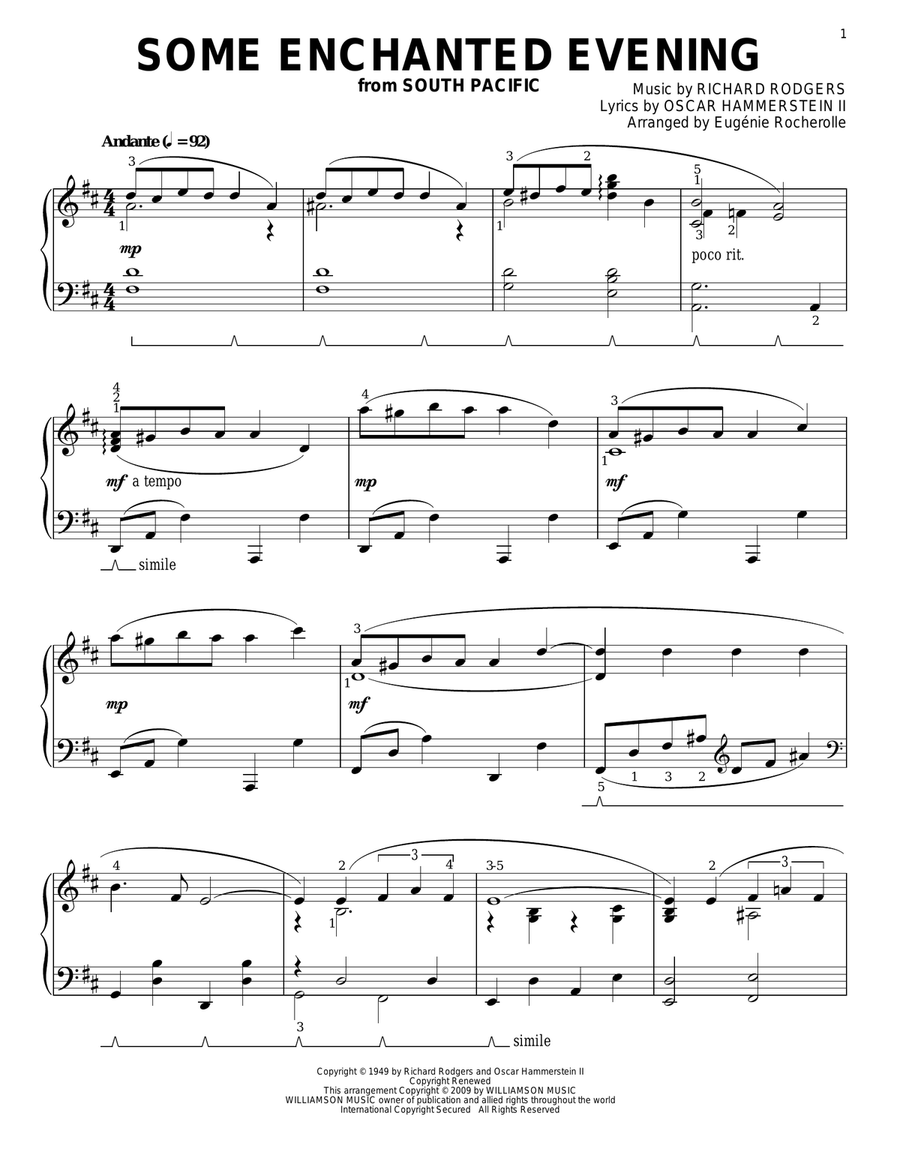Some Enchanted Evening Piano Solo scores gallery preview page 1