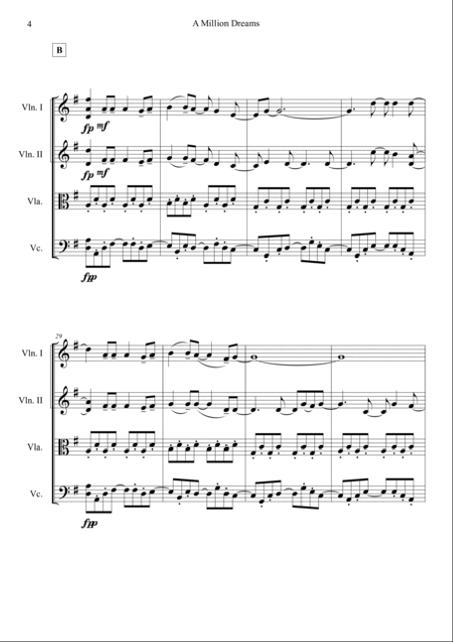 A Million Dreams String Quartet scores gallery preview page 5