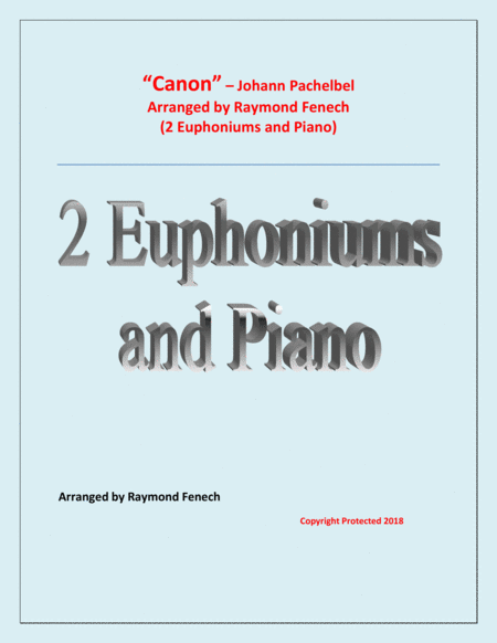 Canon - Johann Pachelbel - 2 Euphoniums and Piano - Intermediate/Advanced Intermediate level image number null