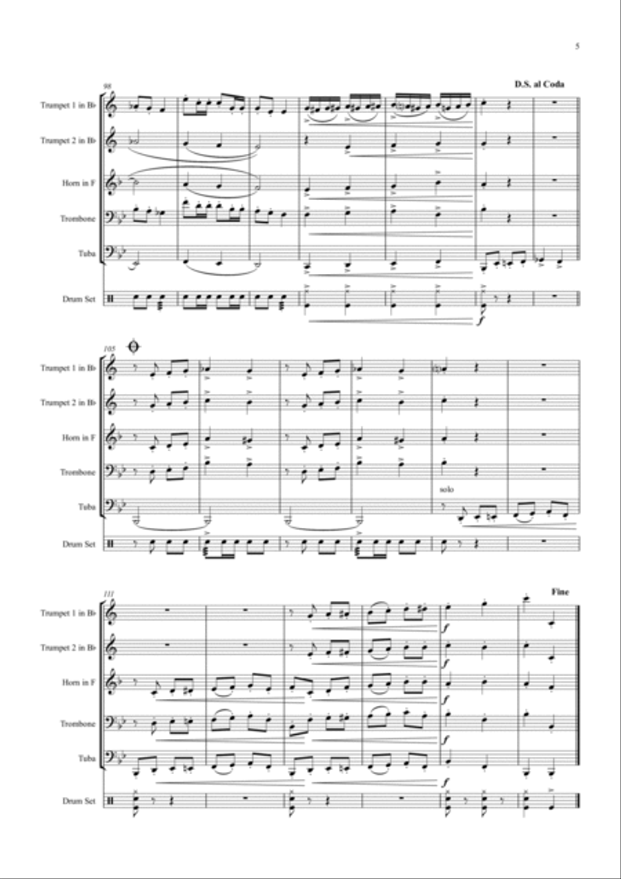 Tuba Galopp - Octoberfest - Tuba Solo - Fast Polka - Brass Quintet Brass Quintet scores gallery preview page 5
