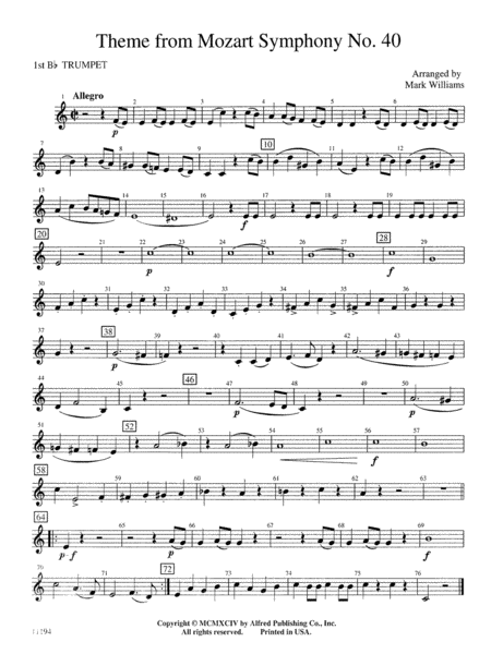 Theme from Mozart Symphony No. 40: 1st B-flat Trumpet