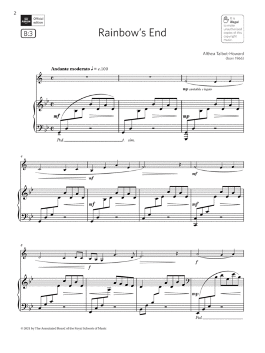 Rainbow's End (Grade 1 List B3 from the ABRSM Clarinet syllabus from 2022) Clarinet Solo scores gallery preview page 2