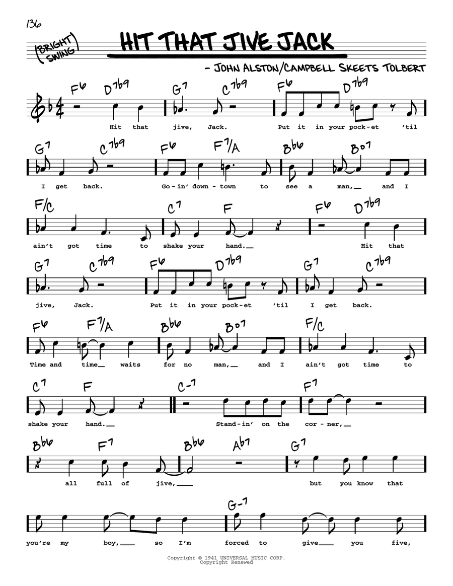 Hit That Jive Jack (High Voice) High Voice - Digital Sheet Music