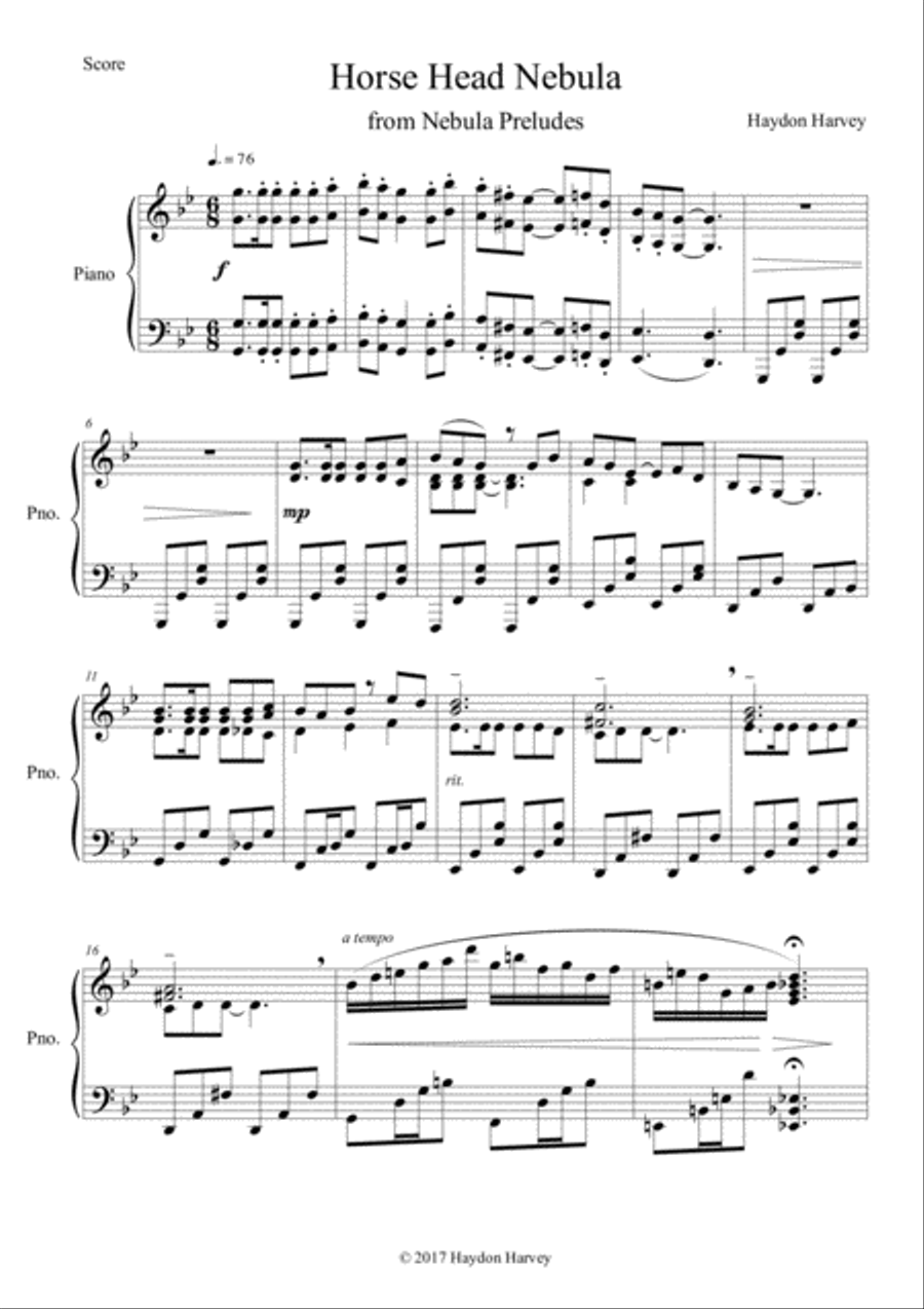 Horse Head Nebula Piano Solo scores gallery preview page 1