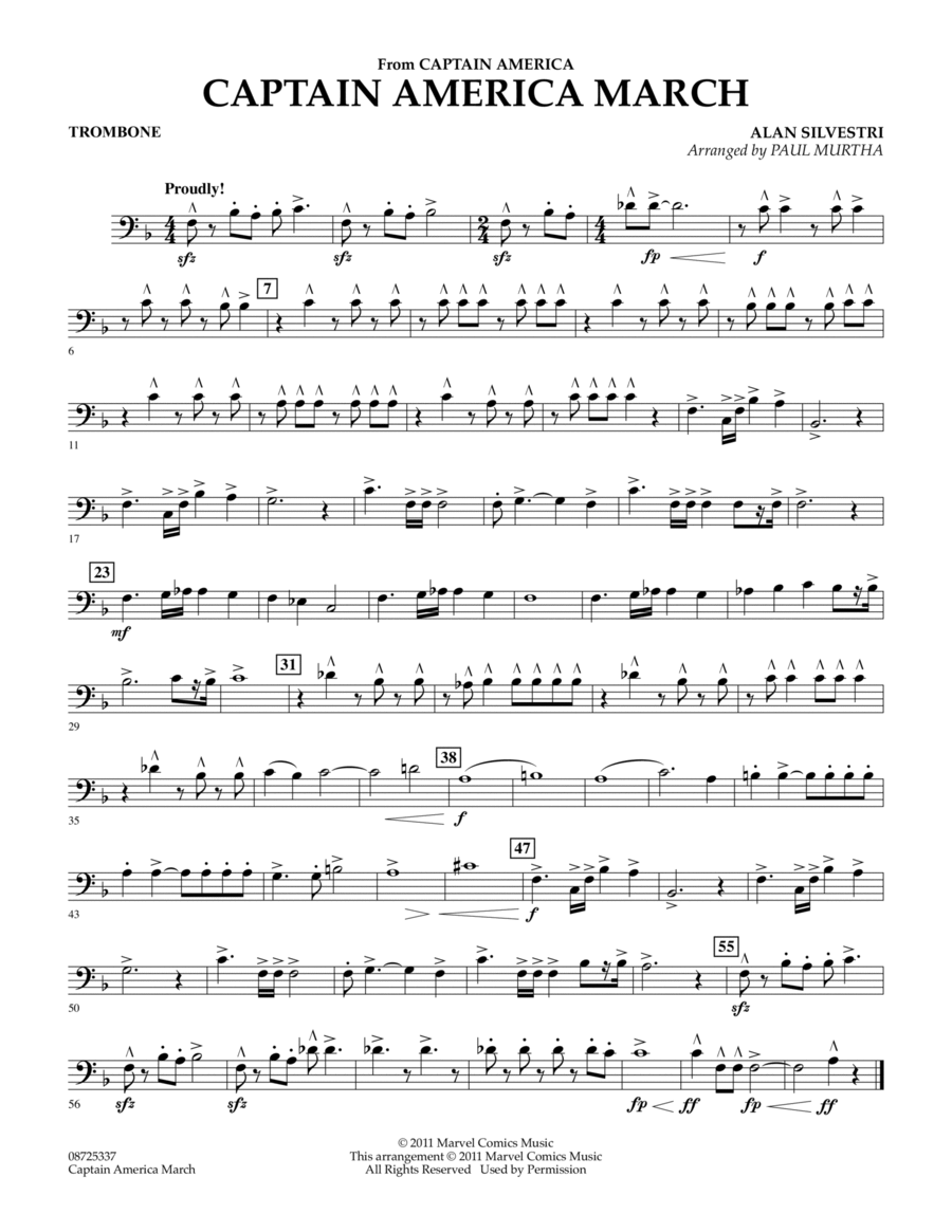 Captain America March - Trombone Concert Band scores gallery preview page 1