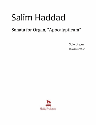 Sonata for Organ, "Apocalypticum" Op. 6