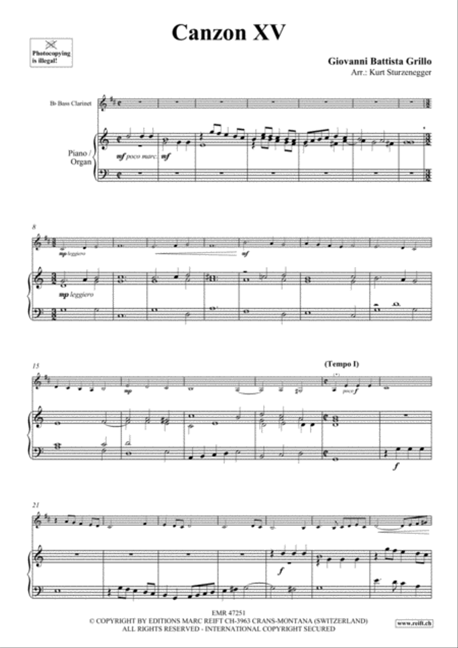 Canzon XV Bass Clarinet scores gallery preview page 3