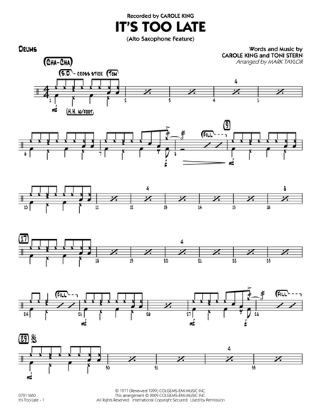 It's Too Late (Alto Saxophone Feature) - Drums