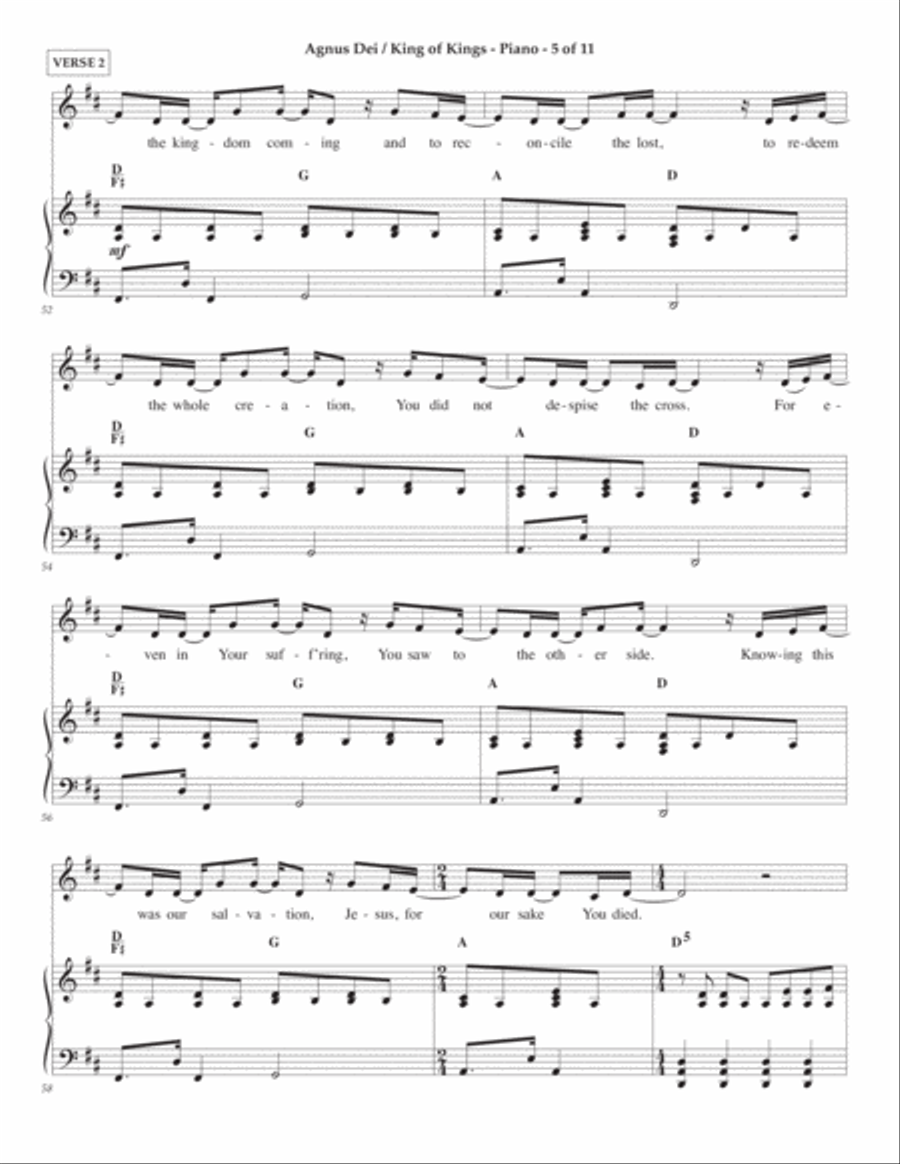 Agnus Dei / King Of Kings Piano, Vocal, Guitar scores gallery preview page 5