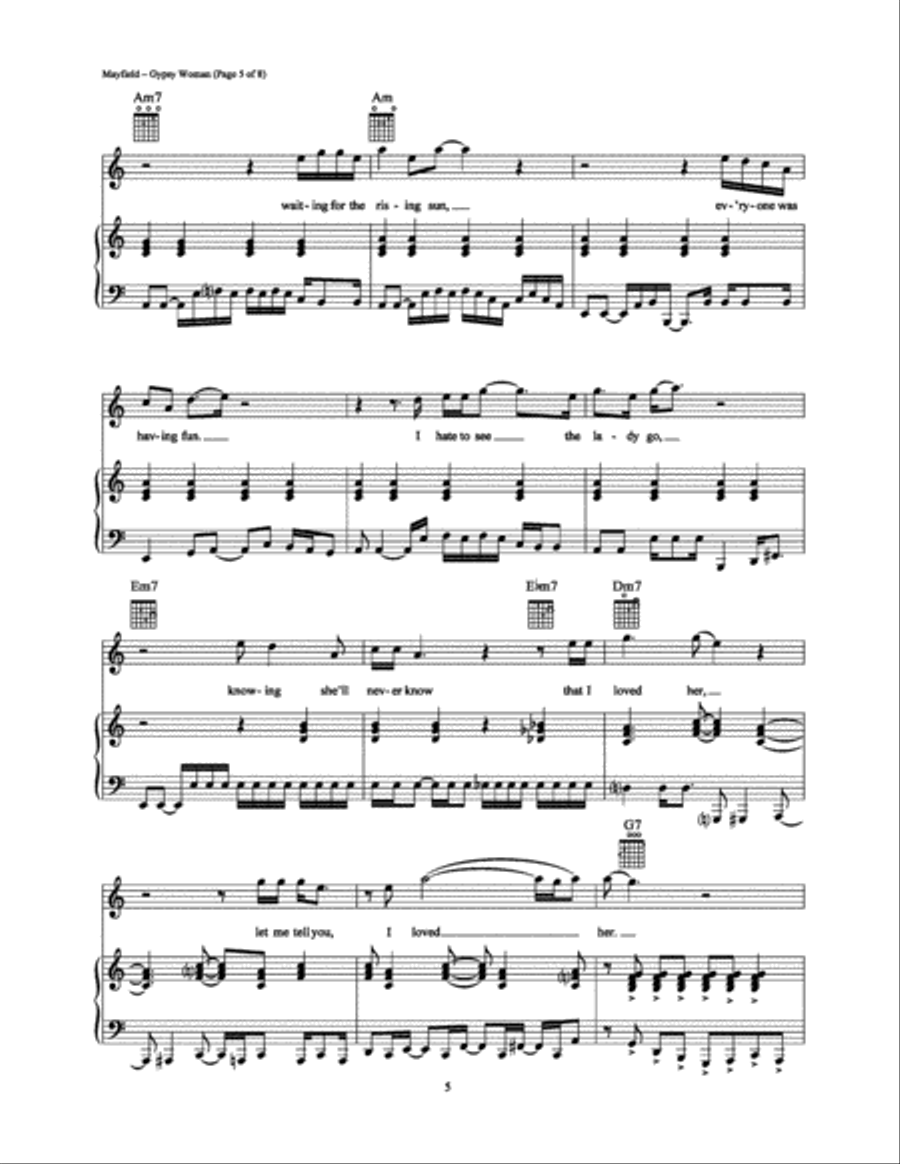 Gypsy Woman Piano, Vocal, Guitar scores gallery preview page 5