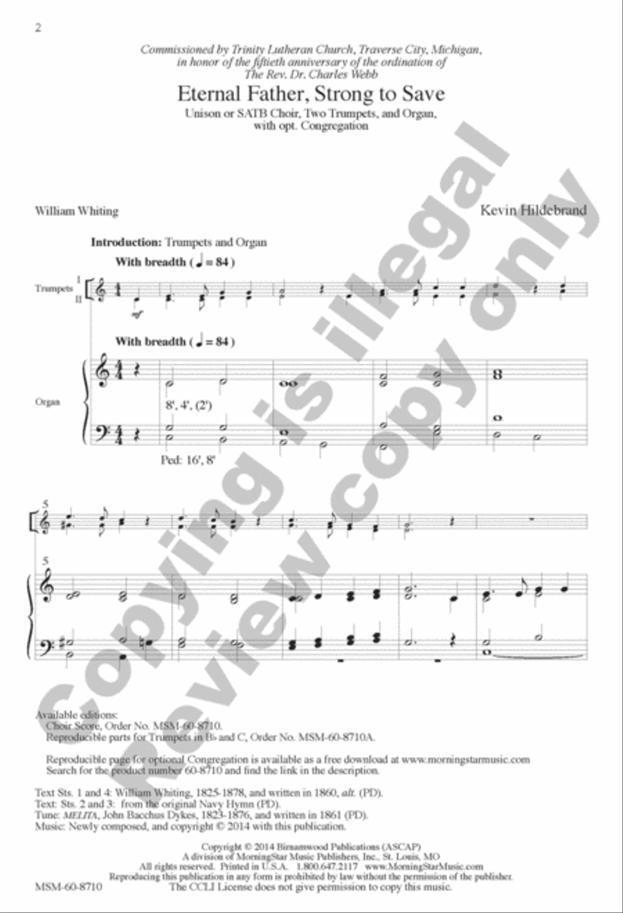 Eternal Father, Strong to Save (Choral Score) 4-Part scores gallery preview page 2
