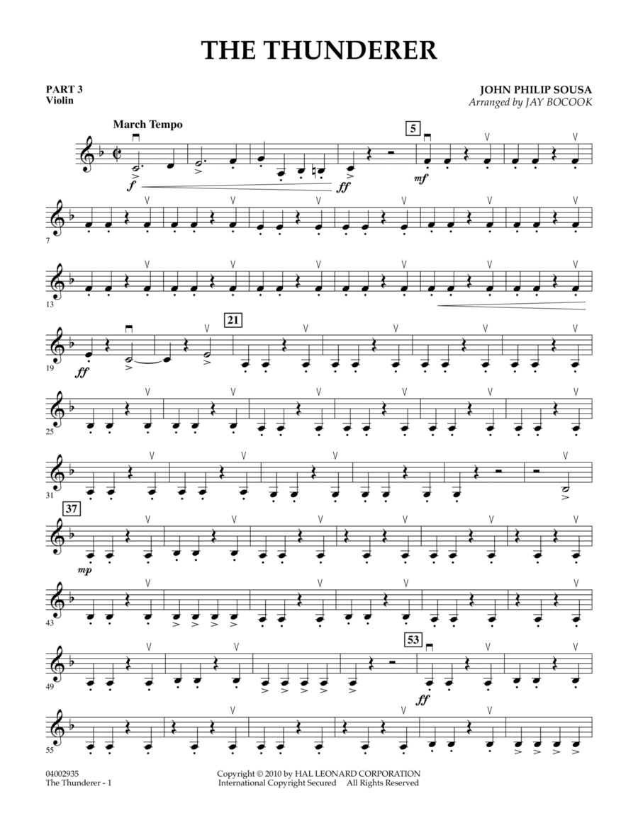 The Thunderer - Pt.3 - Violin Concert Band scores gallery preview page 1