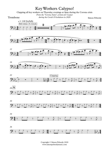 Key Workers Calypso for Trombone and Piano from the Corona Suite by Simon Peberdy image number null