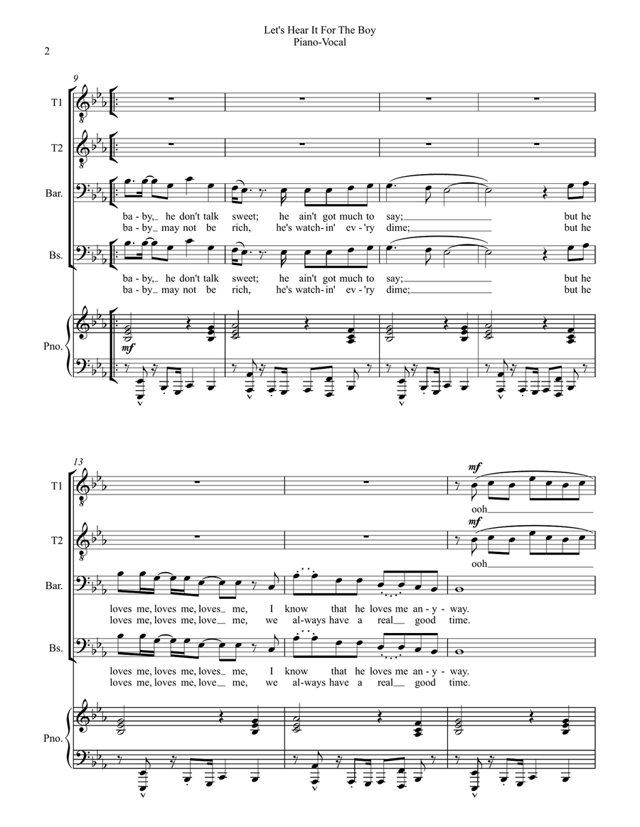 Let's Hear It For The Boy TTBB scores gallery preview page 2
