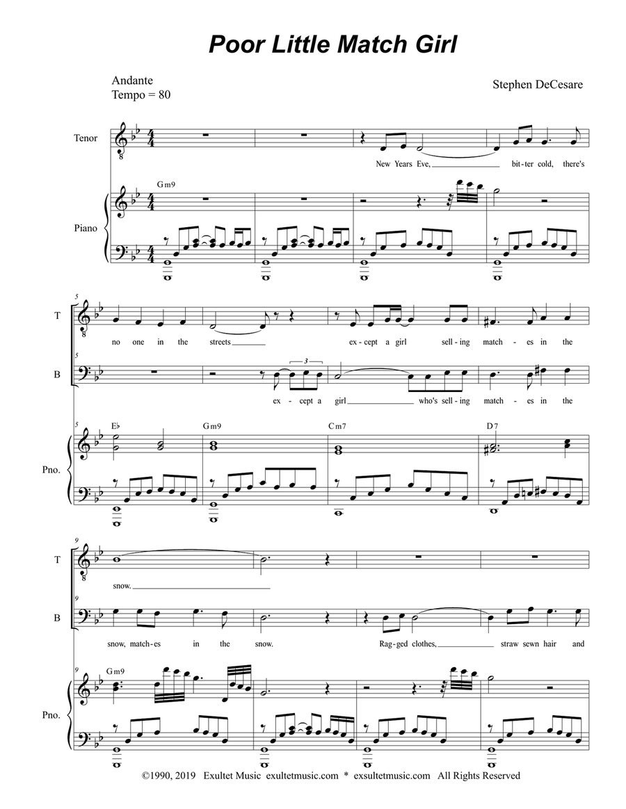 Poor Little Match Girl (Duet for Tenor and Bass Solo) Tenor Voice scores gallery preview page 1