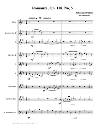 Romanze, Op. 118, No. 5 (Saxophone Septet + Flute & Contrabassoon