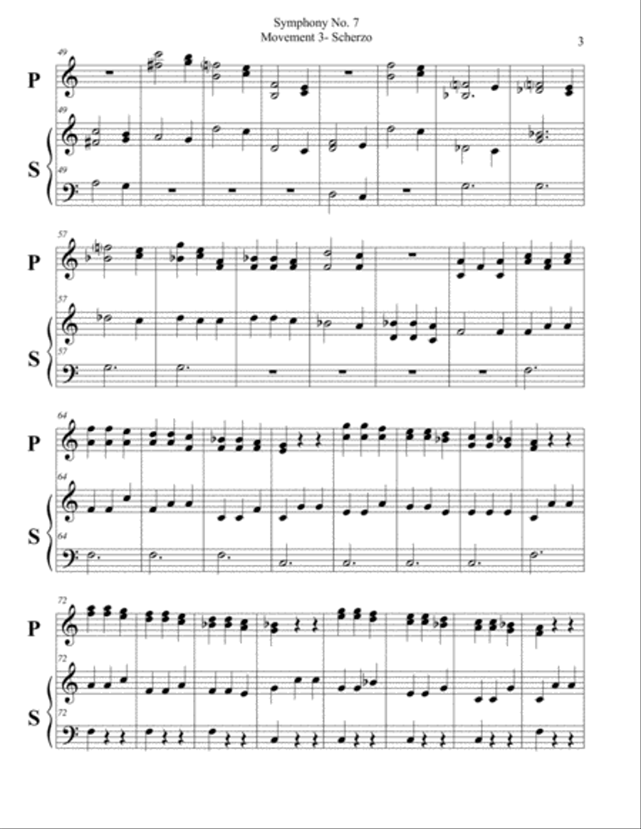 Beethoven Symphony No. 7, Scherzo,Carillon DUET Small Ensemble scores gallery preview page 3