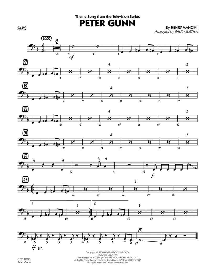 Peter Gunn - Bass Jazz Ensemble scores gallery preview page 1
