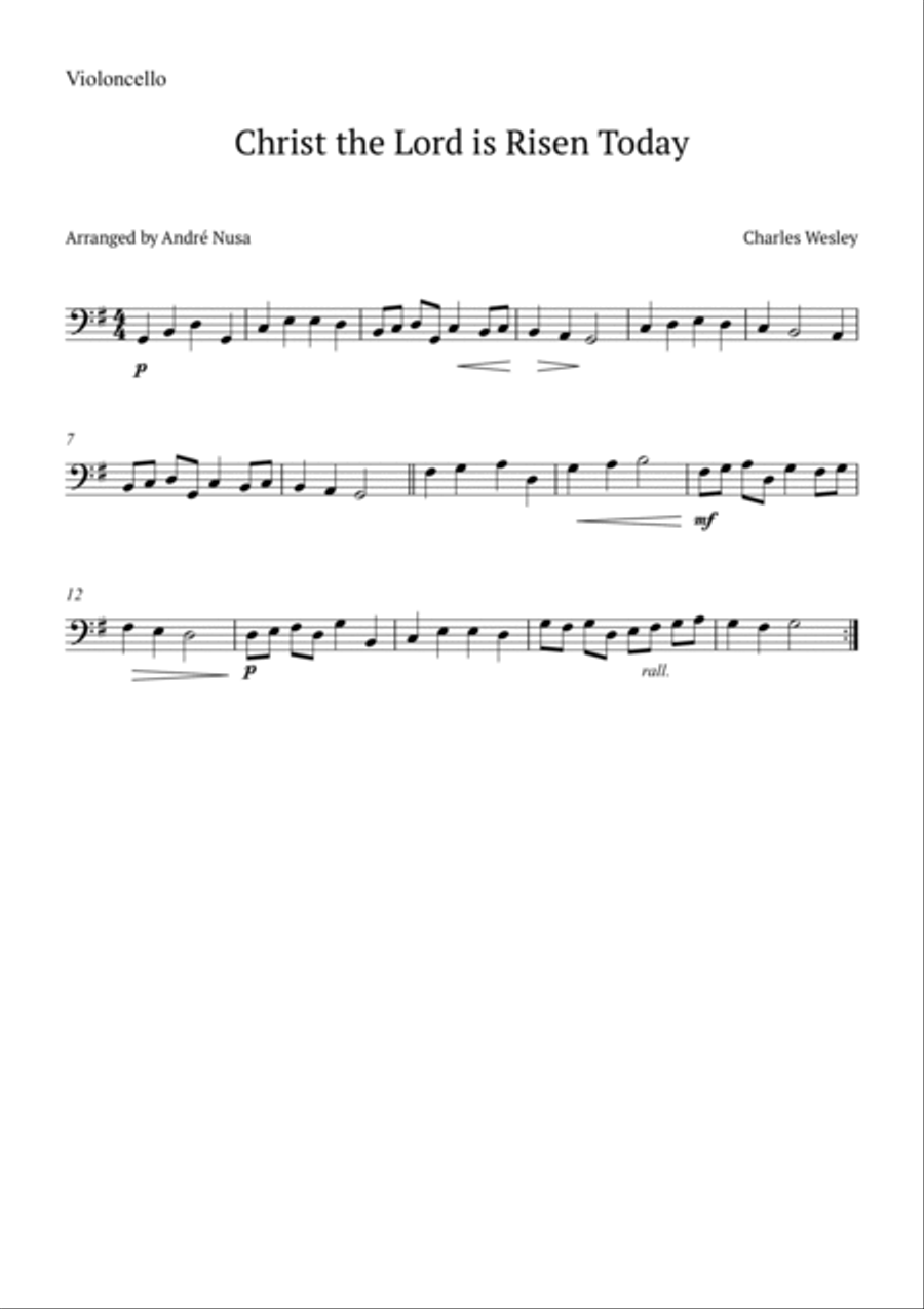 Christ the Lord is Risen Today Cello scores gallery preview page 2