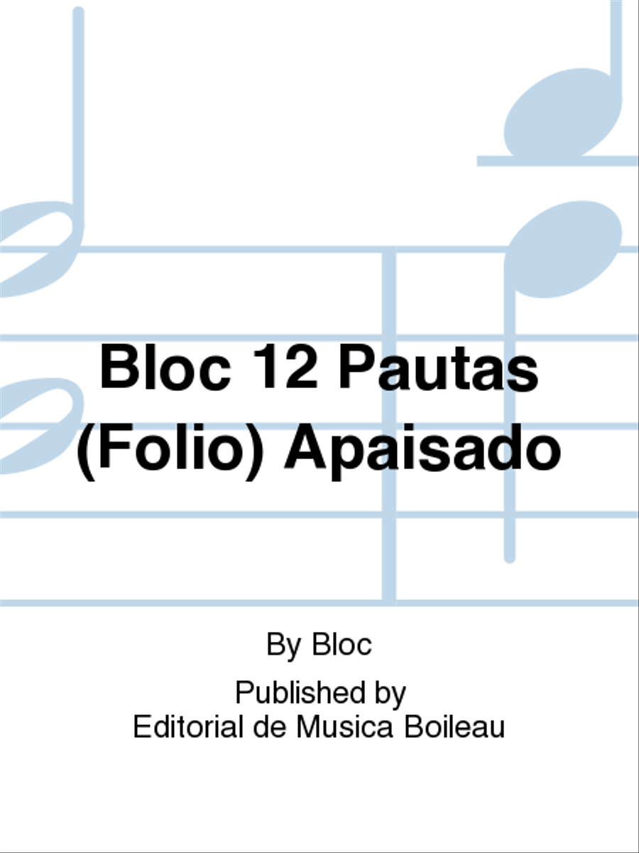 Bloc 12 Pautas (Folio) Apaisado Staff Paper scores gallery preview page 1