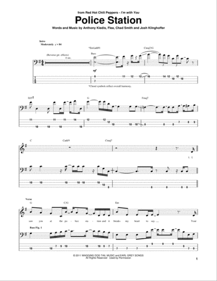 Police Station Bass Guitar Tablature scores gallery preview page 1