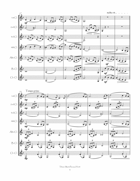 Three Short Pieces H104 for Clarinet Choir image number null