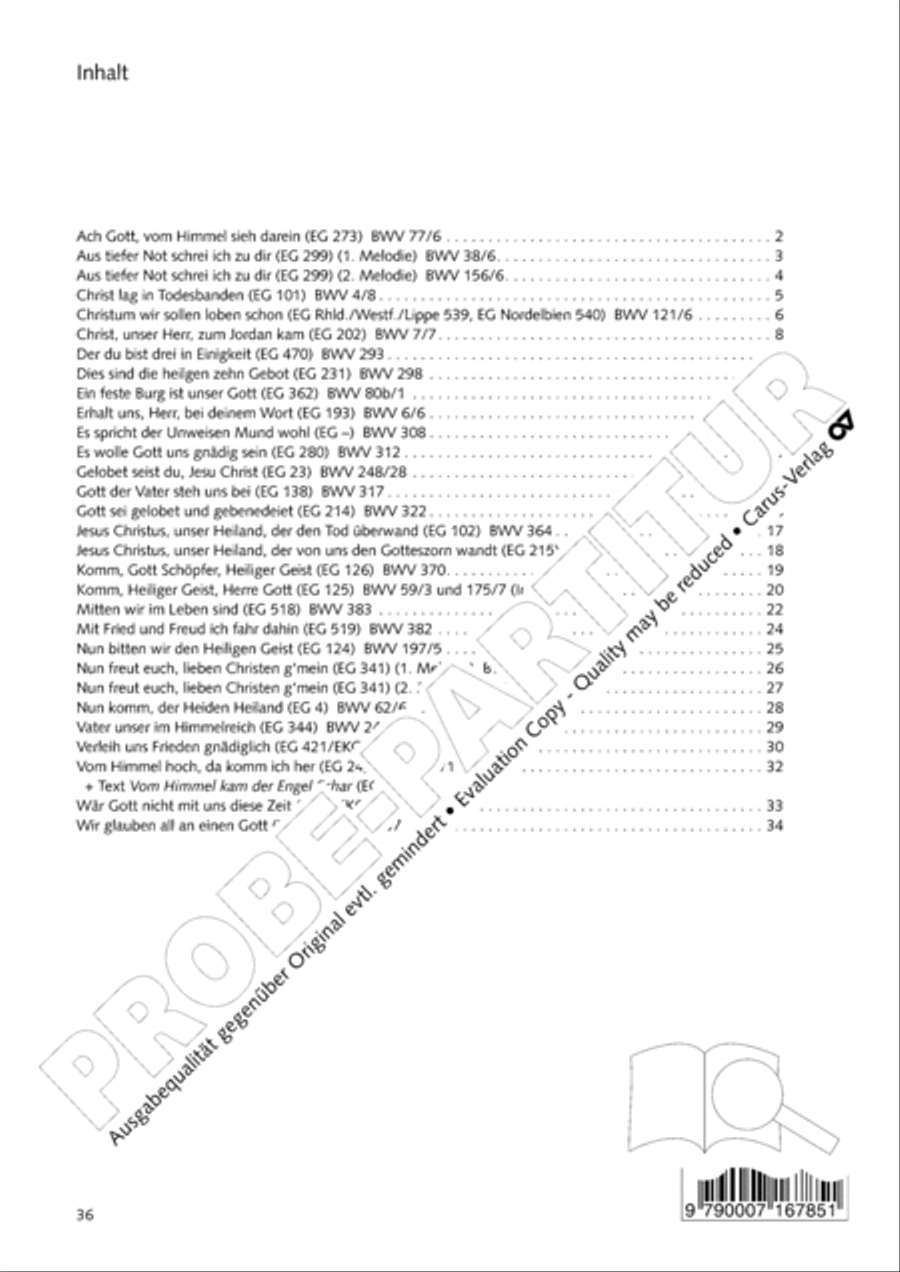 Luther Lieder in settings by J. S. Bach for mixed choir SATB 4-Part scores gallery preview page 37