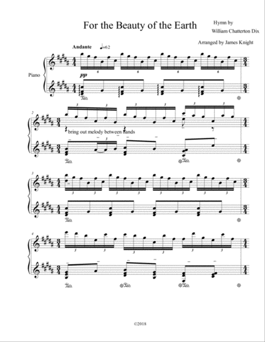 For the Beauty of the Earth Piano Solo scores gallery preview page 1