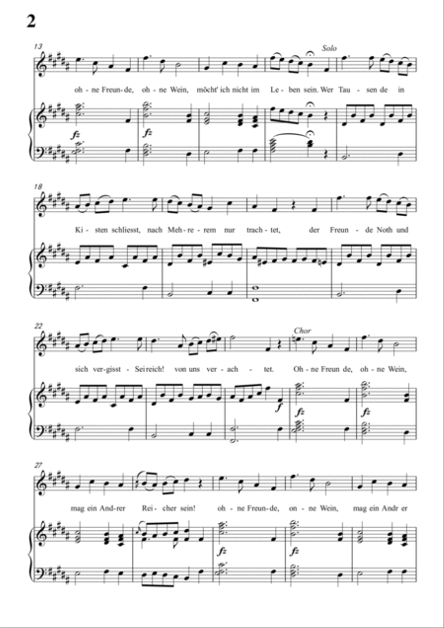 Schubert-Trinklied in B for Vocal and Piano Voice scores gallery preview page 3