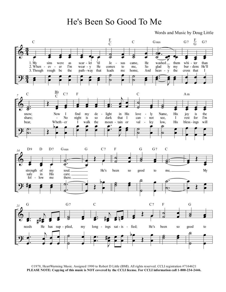 He's Been So Good To Me He's Been So Good To Me Piano, Vocal, Guitar scores gallery preview page 1