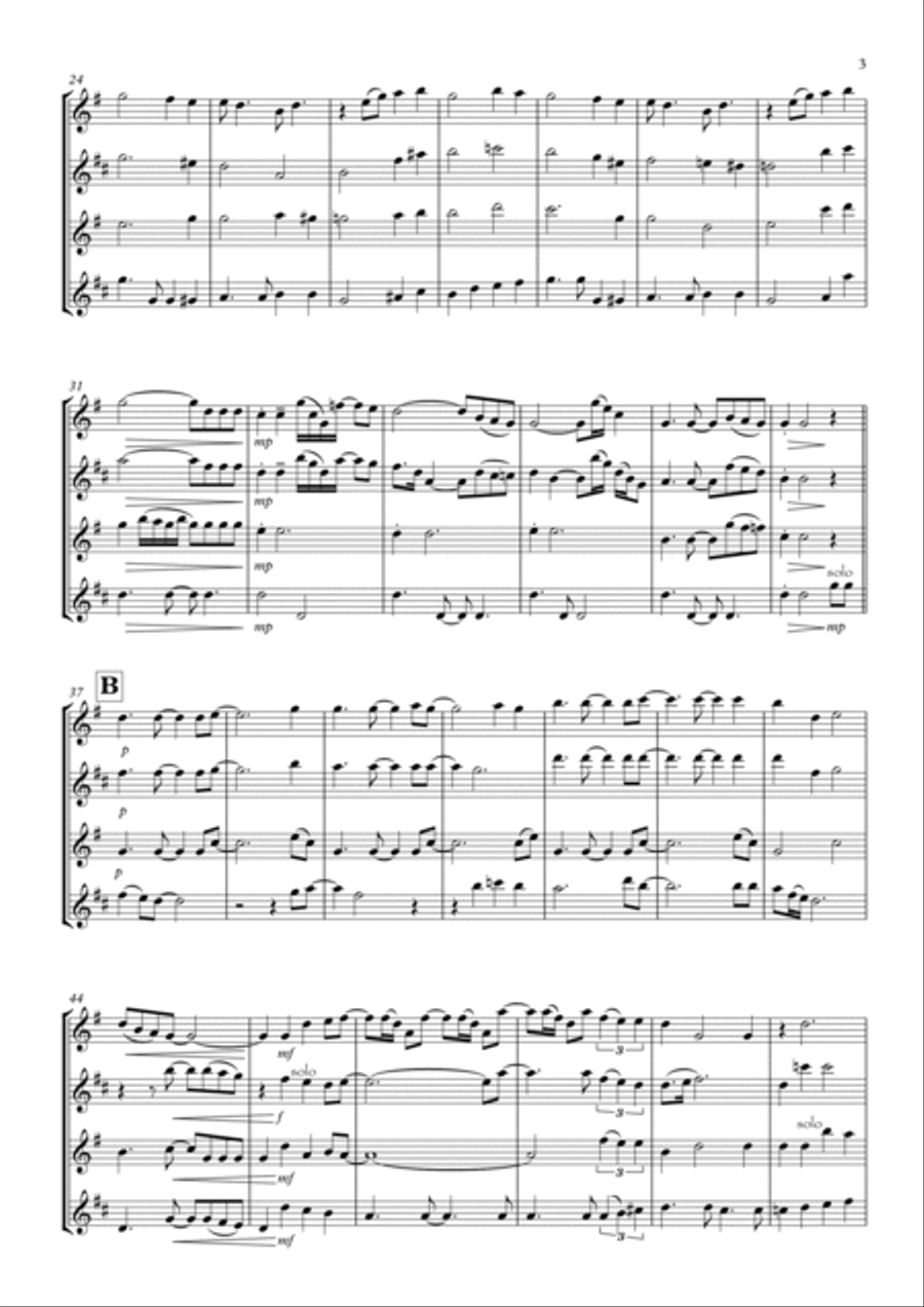 Bridge Over Troubled Water Saxophone Quartet scores gallery preview page 3