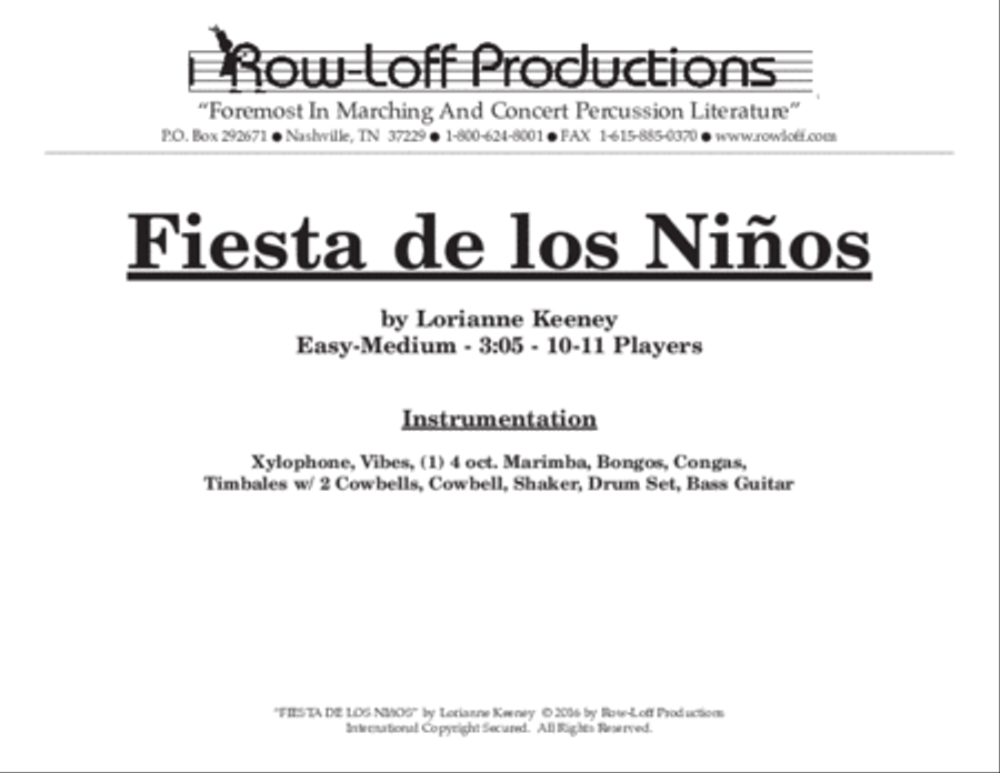 Fiesta de los Ninos Fiesta de los Ninos Percussion Ensemble scores gallery preview page 2