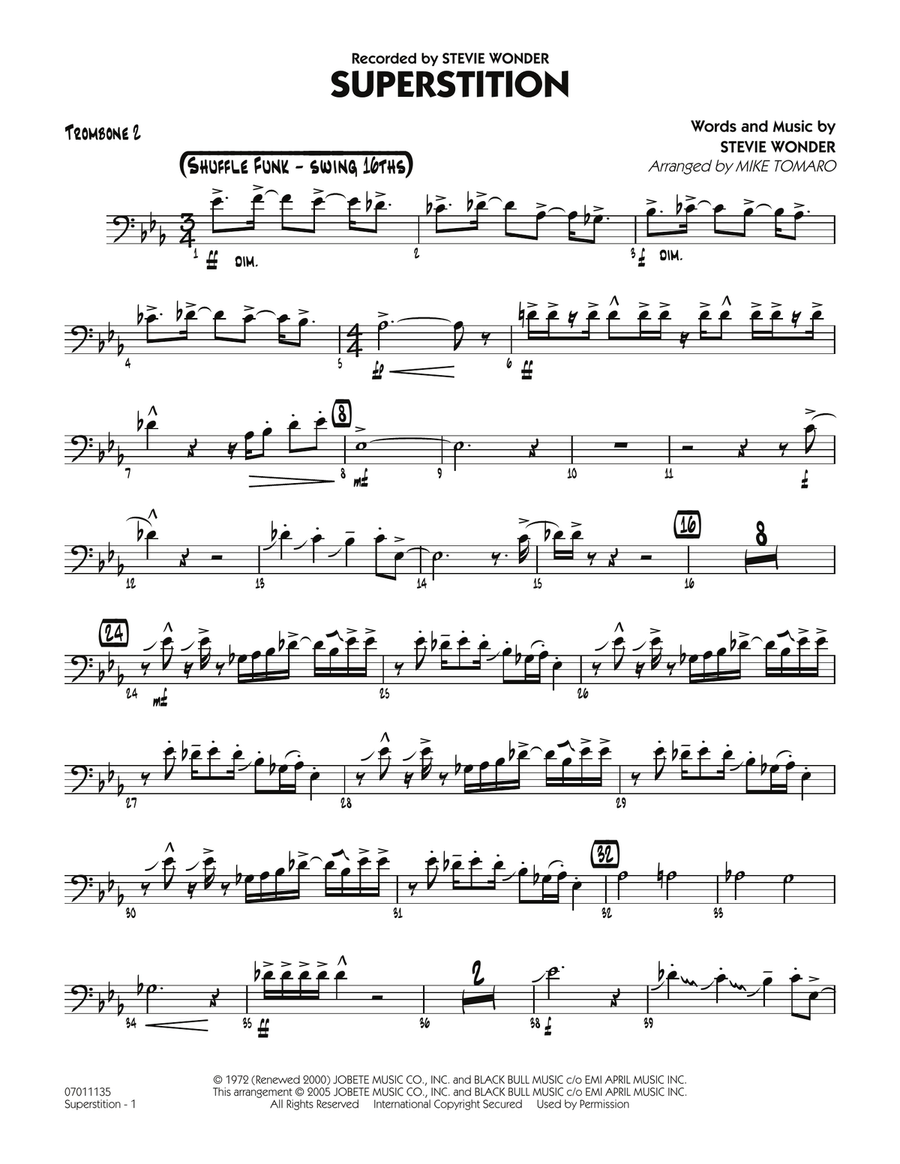 Superstition - Trombone 2 Jazz Ensemble scores gallery preview page 1