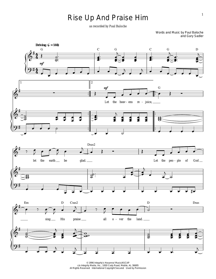 Rise Up And Praise Him Piano, Vocal scores gallery preview page 1