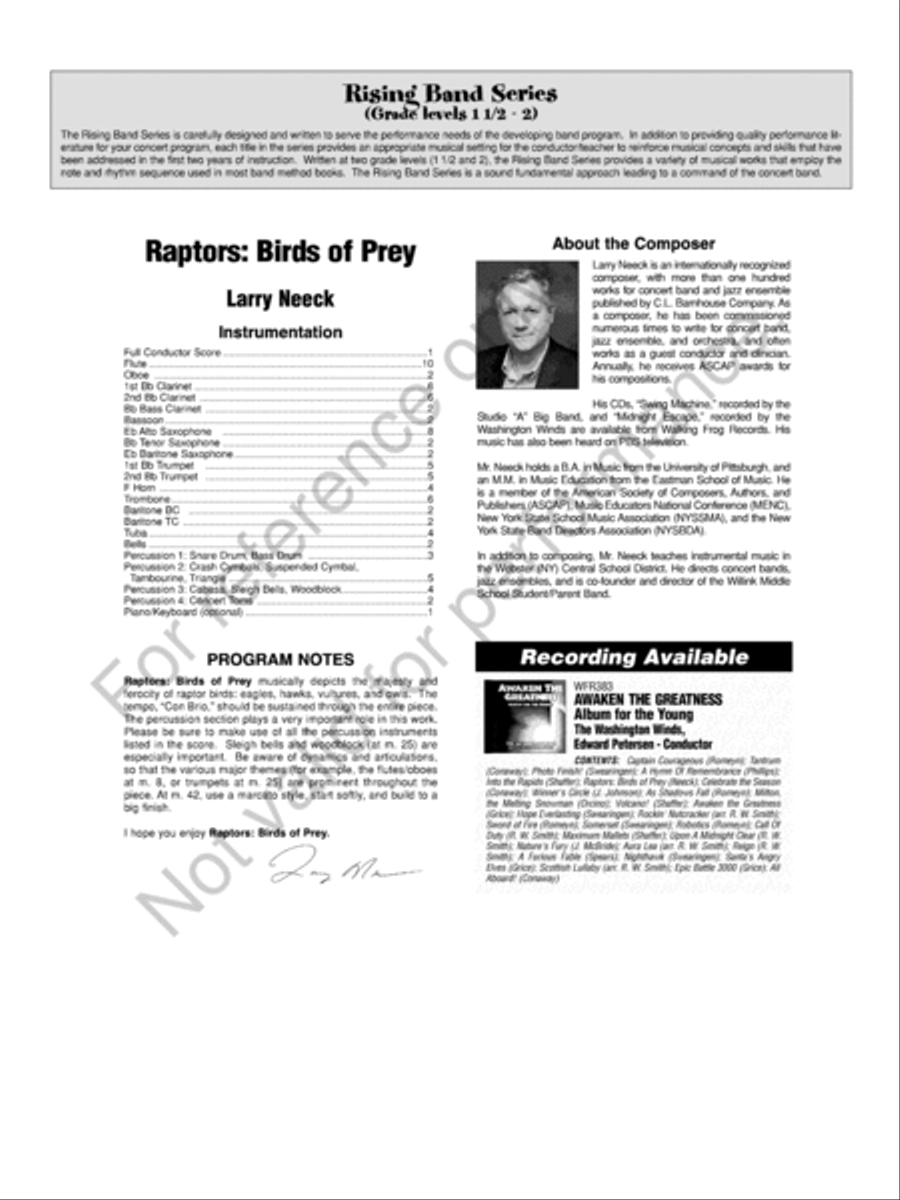Raptors: Birds of Prey Concert Band scores gallery preview page 3