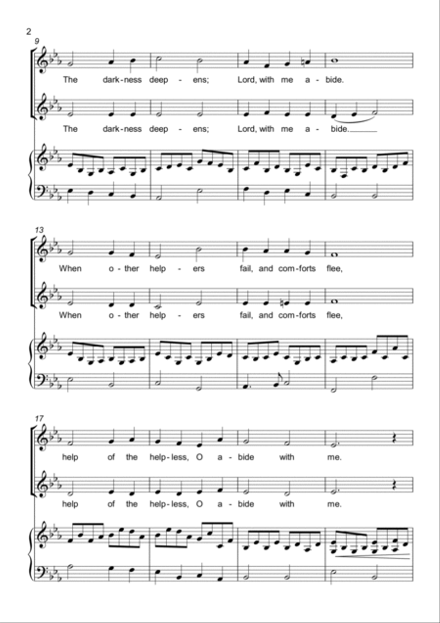 Abide with me - 2 part choir - SA - Upper Voices SA scores gallery preview page 2