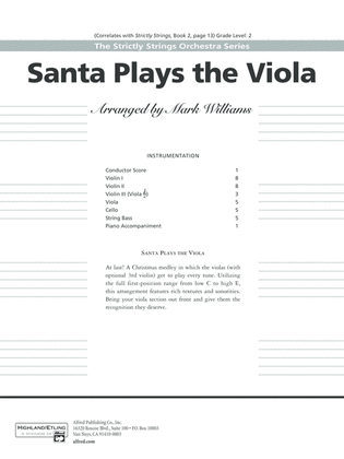 Book cover for Santa Plays the Viola: Score