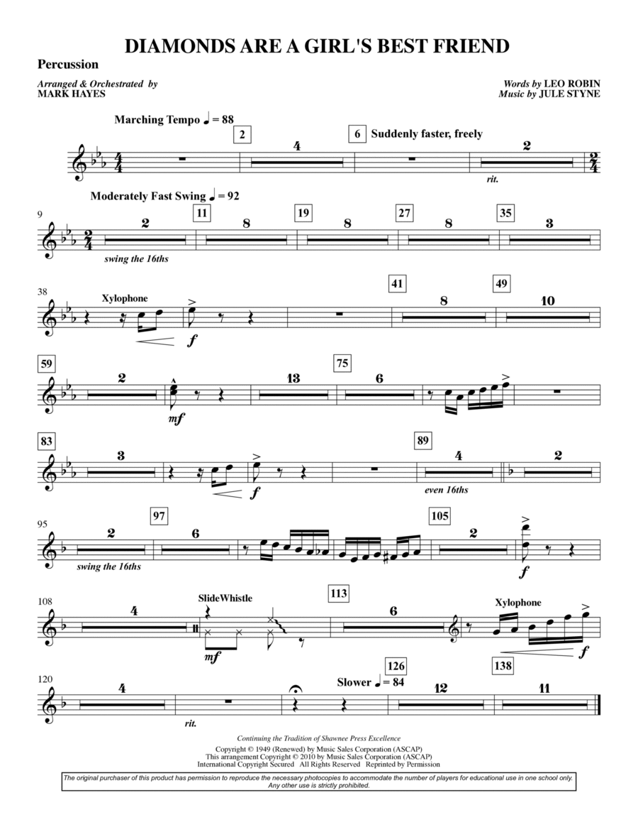 Diamonds Are A Girl's Best Friend - Percussion Choir scores gallery preview page 1