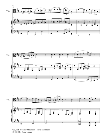 GO, TELL IT ON THE MOUNTAIN (Duet – Viola and Piano/Score and Parts) image number null
