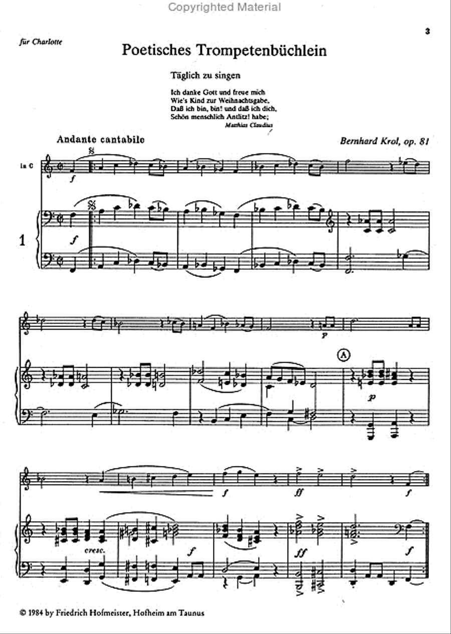 Poetisches Trompetenbüchlein, op. 81 Trumpet Solo scores gallery preview page 2